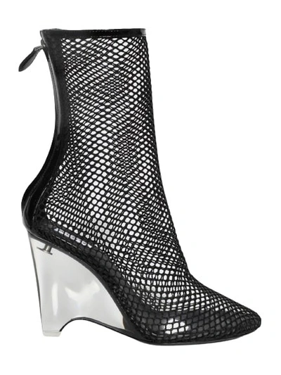 Alaïa La Cage Mesh And Pvc Wedge Ankle Boots In Black
