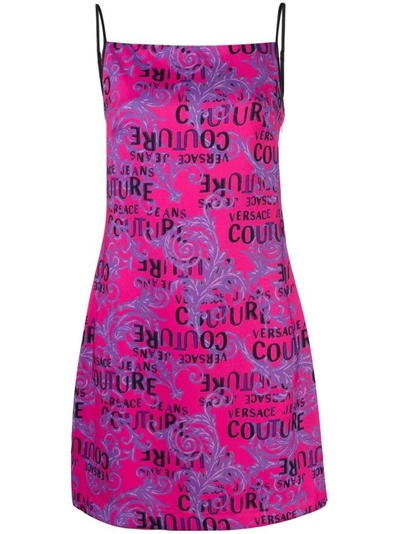 Versace Jeans Couture Couture Logo Printed Dress In Fuchsia