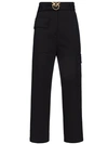 Pinko Love Birds-buckle Cargo Pants In Black