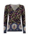 Etro Floral Patterned V-neck Knitted Top In Black