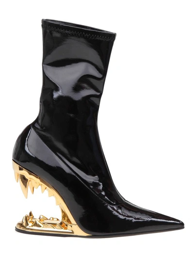 Gcds Decollete Ankle Boot Morso Stretch Vinyl Color Black In Black