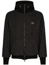 DOLCE & GABBANA BLACK ZIP-UP PARKA