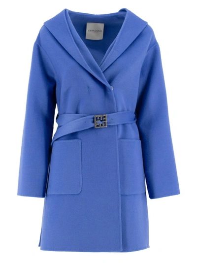 Ermanno Scervino Blue Single-breasted Coat