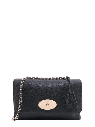 Mulberry Leather Shoulder Bag With Engraved Logo In Black