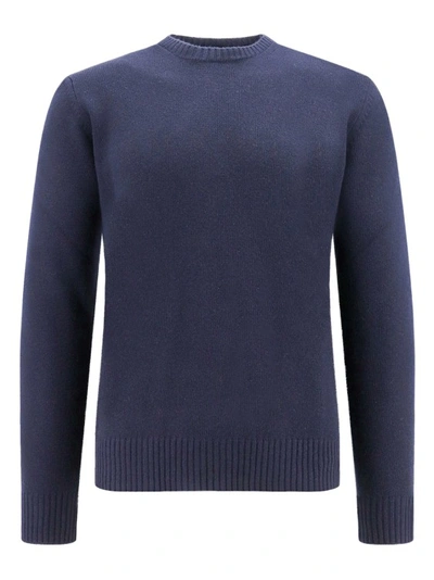 ROBERTO COLLINA NAVY BLUE WOOL AND CASHMERE SWEATER