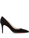 GIANVITO ROSSI BLACK CALF LEATHER PUMPS WITH HEEL