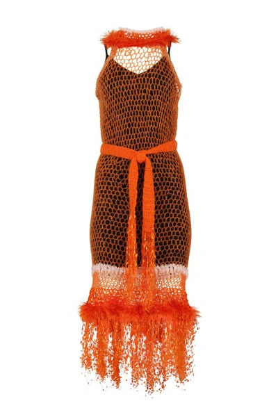 ANDREEVA ORANGE ROSE HANDMADE KNIT DRESS