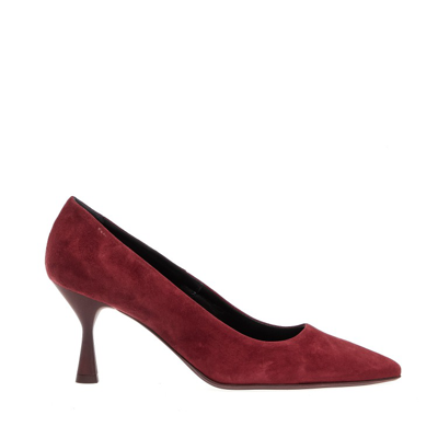 Agl Attilio Giusti Leombruni Pump Suede Bordeaux Heel 75 Mm In Burgundy