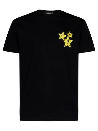 Dsquared2 Star-print Cotton T-shirt In Black