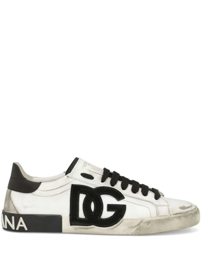 Dolce & Gabbana White Logoed Low Top Sneakers