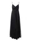 FABIANA FILIPPI PLEATED TULLE LONG BLACK DRESS