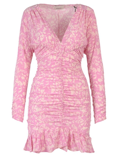 ISABEL MARANT ALL-OVER PRINT PINK STRETCH SILK DRESS