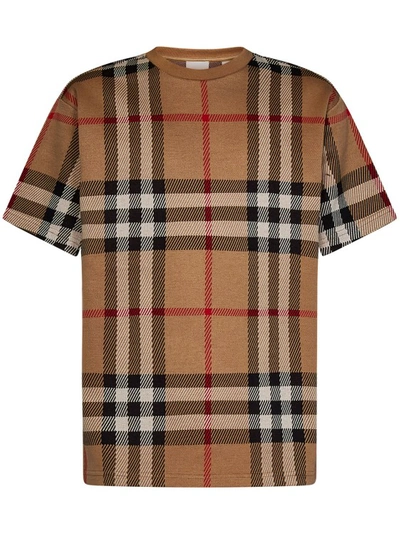 Burberry Jacquard All-over Motif T-shirt In Brown