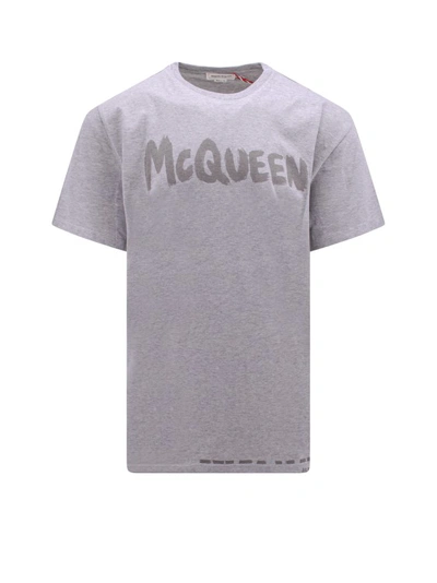 Alexander Mcqueen Graffiti Print T-shirt In Grey