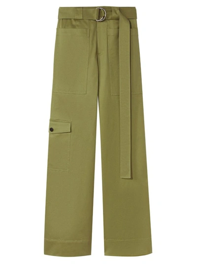 Proenza Schouler Khaki  White Label Belted Trousers In Military
