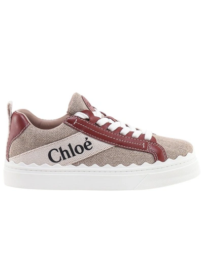 CHLOÉ CANVAS SNEAKERS WITH LOGO PRINT