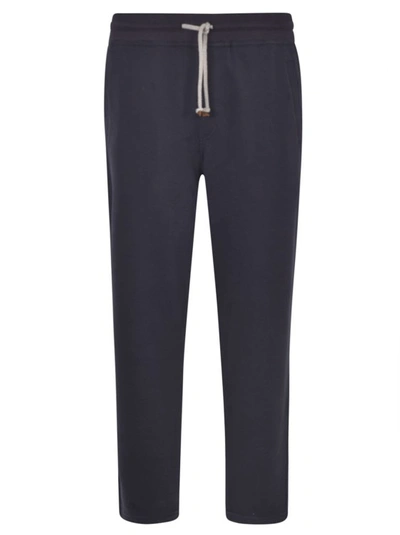 Brunello Cucinelli Drawstring Waist Plain Track Pants In Blue