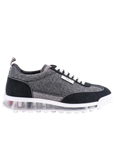 THOM BROWNE FLANNEL SNEAKERS WITH ICONIC TRICOLOR DETAIL