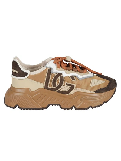 Dolce & Gabbana Panelled Drawstring Sneakers In Brown