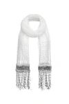 ANDREEVA WHITE CASHMERE HANDMADE KNIT SCARF