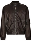 Dolce & Gabbana Bomberjacke Aus Lammleder In Brown
