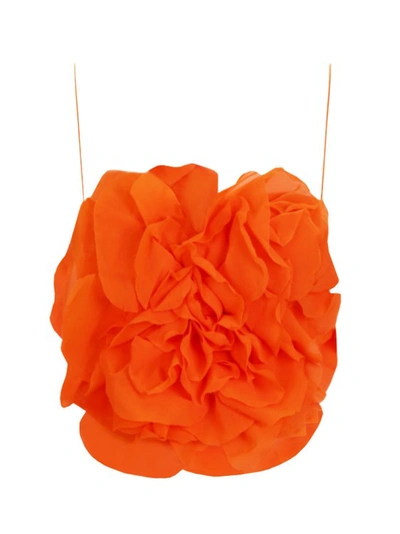Gemy Maalouf Chiffon Flower Top - Tops In Orange