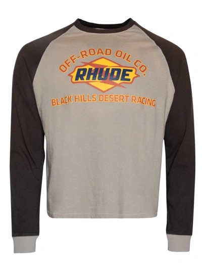 Rhude Black Hills Long Sleeve Raglan Shirt In Elephant Grey