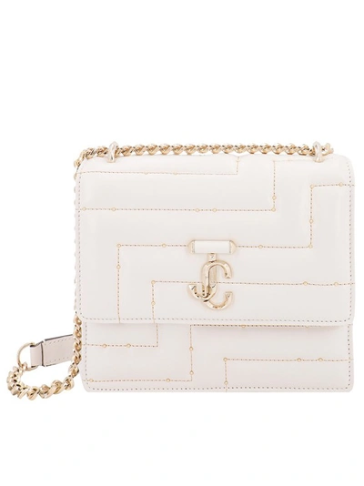 Jimmy Choo Monogram Quilted Leather Shoulder Bag In Neutrals