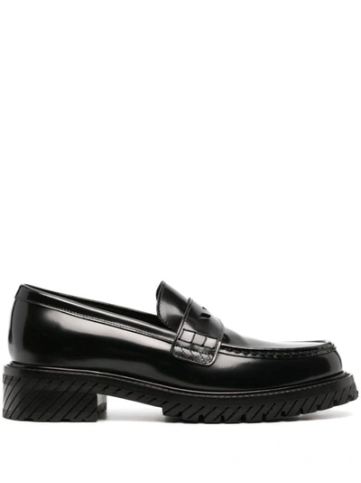 Off-white Leather Moccasin In Black