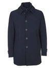 Herno Long Down Jacket With Buttons In Blue