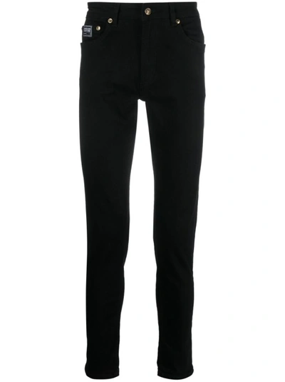 Versace Jeans Couture Black Skinny Jeans With Logo In Cotton Denim Man