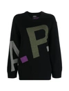 Apc A.p.c. Sweater In Virgin Wool With Logo Pattern In Black