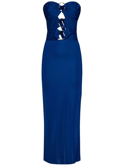 Tom Ford Keyhole Strapless Jersey Long Dress In Blue
