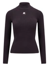 COURRÈGES VISCOSE BLEND RIBBED SWEATER