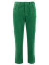 ASPESI GREEN GARMENT DYED COTTON VELVET TROUSERS