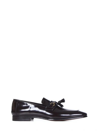 Tom Ford Brown Calfskin Leather Shoes In Black