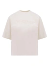 OFF-WHITE COTTON T-SHIRT WITH LOGO PRINT