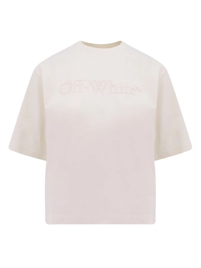 Off-white Cotton T-shirt With Logo Print In White