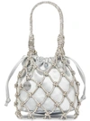 Judith Leiber Sparkle Net Clutch In Silver