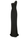 SAINT LAURENT BLACK VISCOSE DRAPED DRESS