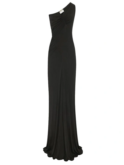 Saint Laurent Zip Closure Flared Long Dresses In Black