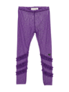 Monnalisa Lace Leggings With Ruffles In Violet Tulle