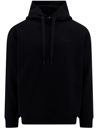 Burberry Embroidered Logo Cotton Sweatshirt In Black