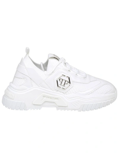 Philipp Plein Hi Top Sneakers In White Jersey