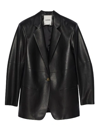 Aeron Mercedes Leather Blazer In Black