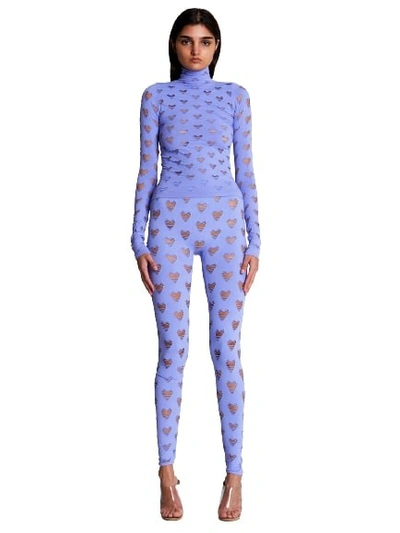 Maisie Wilen Perforated Heart Turtleneck In Blue