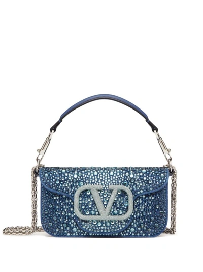 Valentino Garavani Blue Rhinestone Shoulder Bag ModeSens