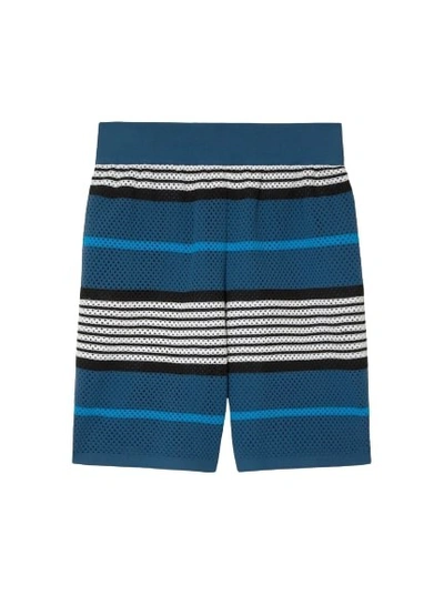Burberry Stripe Print Nylon Shorts In Blue