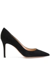 GIANVITO ROSSI BLACK CHAMOIS LEATHER PUMPS WITH HEEL