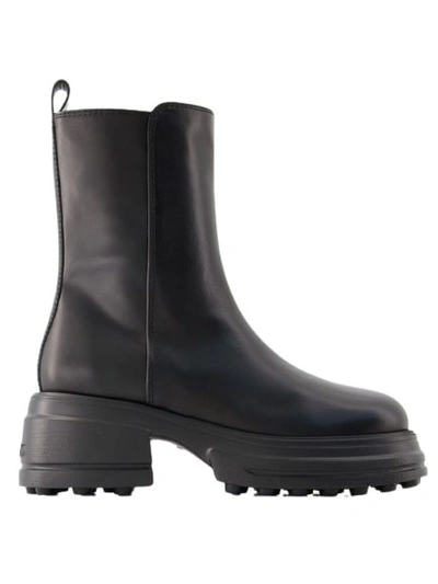 Tod's Rubber Tronchetto Boots - Leather - Black